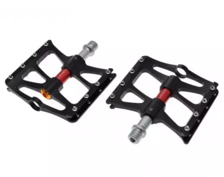 Pedały rowerowe platformowe CNC maszynowe Czarno-czerwone - AWR0051