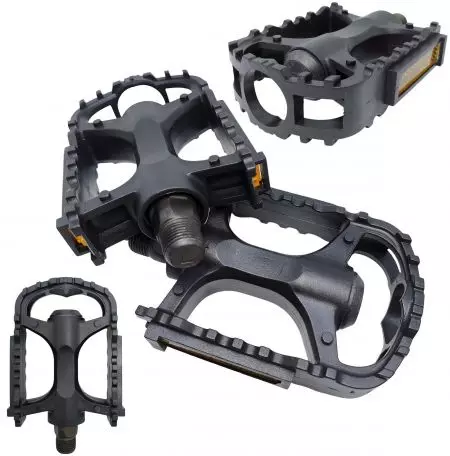 Pedały rowerowe plastikowe z odblaskami 274g - AWR0081