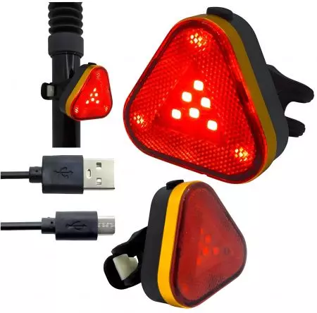 Lampka rowerowa tylna LED USB 120lumen - AWR1162