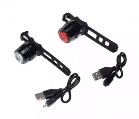 Lampki rowerowe LED USB aluminiowe zestaw - AWR1206