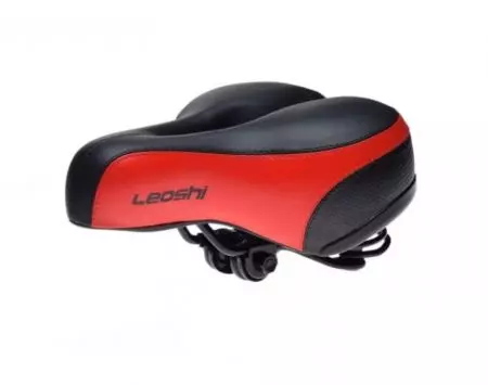 Siodełko rowerowe Leoshi 200mm na sprężynie czarno-czerwone - AWR2071