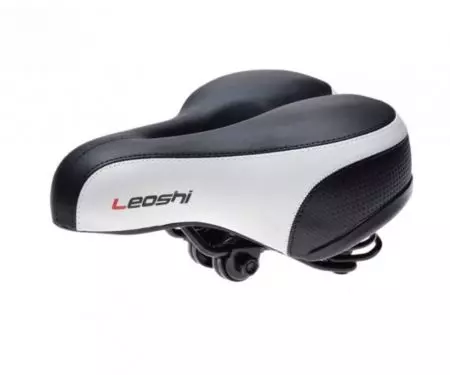 Siodełko rowerowe Leoshi 200mm na sprężynie czarno-białe - AWR2072