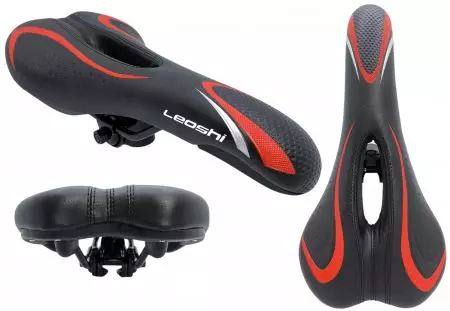 Siodełko rowerowe Leoshi 145mm mtb czarno-czerwone - AWR2083