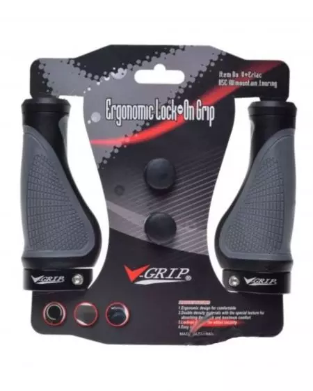 Chwyty kierownicy V-grip gripy kraton/żel przykręcane 133mm Szare