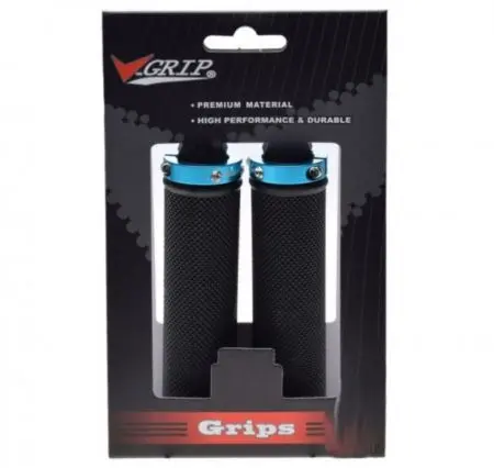 Chwyty kierownicy V-grip gripy gumowe przykręcane 127mm Niebieskie