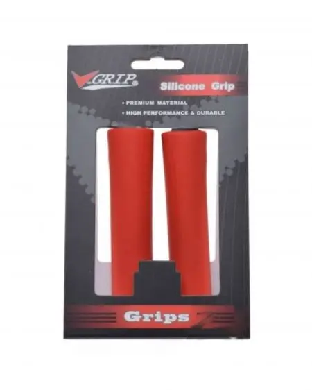 Chwyty kierownicy V-grip gripy silikonowe 130mm Czerwone