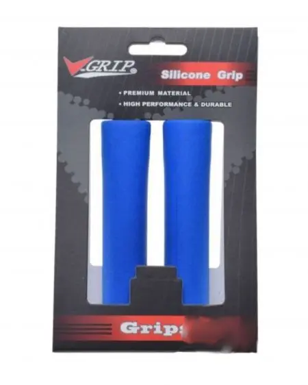 Chwyty kierownicy V-grip gripy silikonowe 130mm Niebieskie
