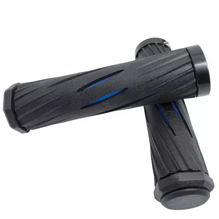 Chwyty kierownicy gripy gumowe przykręcane 128mm Czarno-niebieskie 