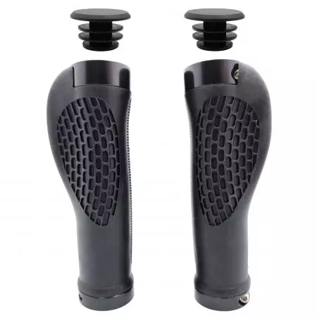 Chwyty kierownicy gripy gumowe przykręcane 130mm Czarno-szare - AWR2245