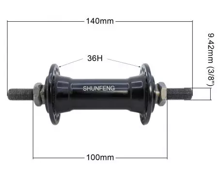 Piasta rowerowa przednia 36H oś 10mm czarna