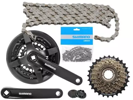 Zestaw łańcuch wolnobieg korba Shimano 7s 42/34/24 - AFCTY301C244CL