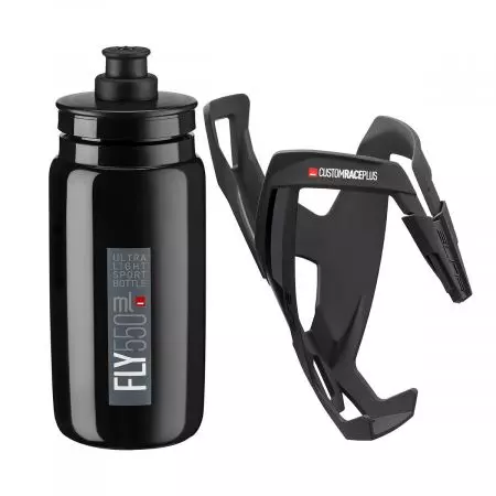 Bidon Elite Fly + koszyk Custom Race+ 550ml czarny zestaw - EL0210502