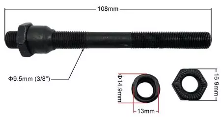 Oś piasty przód drążona QR kompletna 9.5x108mm - OSPZ003