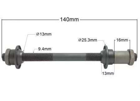Oś piasty tył 9.5x140mm QR 1szt - OSTZ007