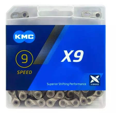 Łańcuch rowerowy KMC X9 114L srebrno szary - BX09NG114