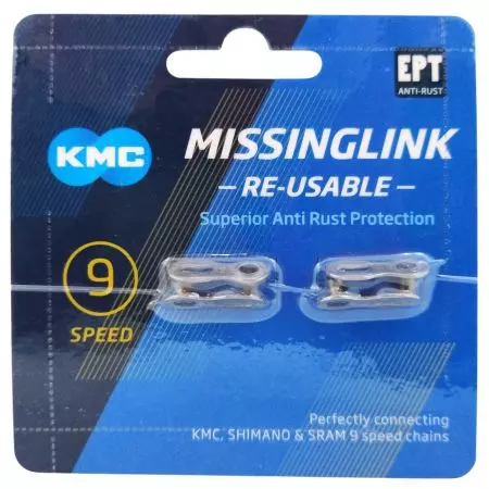 Spinka do łańcucha rowerowego 9s KMC CL-566R srebrna 2szt - CL566R-EPT