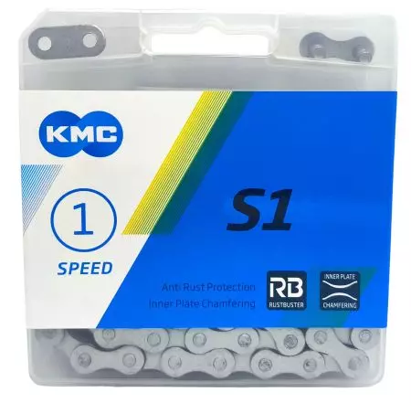Łańcuch rowerowy 1s KMC S1 112L spinka srebrny - BS1WRB112