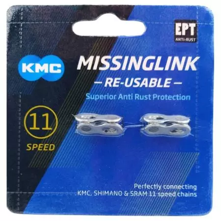 Spinka do łańcucha rowerowego 11s KMC CL-555R srebrna 2szt - CL555R-EPT