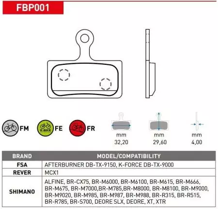 Okładziny hamulcowe rowerowe Ferodo allround półmetaliczne FBP001FM M988 MCX1 - FBP001FM
