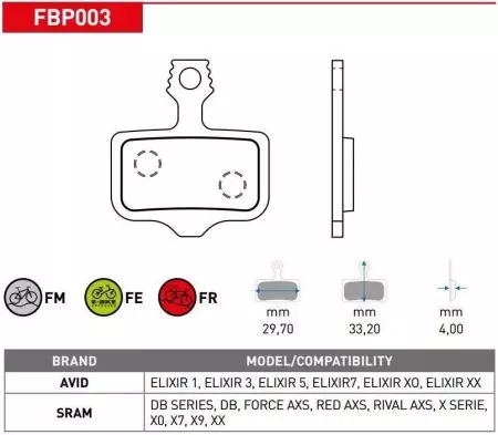 Okładziny hamulcowe rowerowe Ferodo allround półmetaliczne FBP003FM XX X9 AXS - FBP003FM