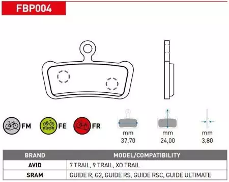 Okładziny hamulcowe rowerowe Ferodo allround półmetaliczne FBP004FM XO TRAIL - FBP004FM