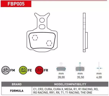 Okładziny hamulcowe rowerowe Ferodo allround półmetaliczne FBP005FM RR1 ONE RX - FBP005FM