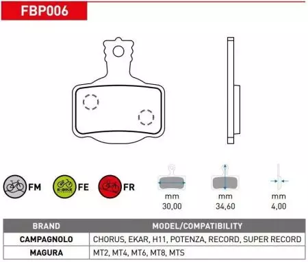 Okładziny hamulcowe rowerowe Ferodo allround półmetaliczne FBP006FM MTS H11 T8 - FBP006FM