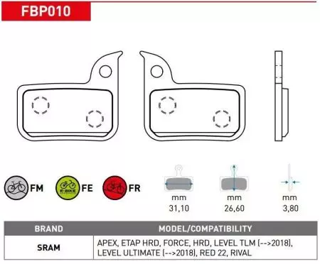 Okładziny hamulcowe rowerowe Ferodo allround półmetaliczne FBP010FM LEVEL HRD - FBP010FM