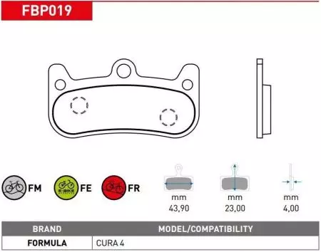 Okładziny hamulcowe rowerowe Ferodo allround półmetaliczne FBP019FM CURA 4 - FBP019FM
