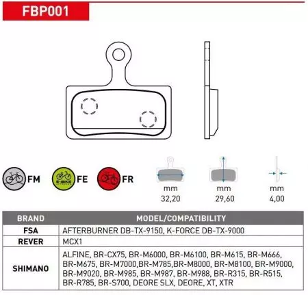 Okładziny hamulcowe rowerowe Ferodo E-bike półmetaliczne FBP001FE M675 SLX XT - FBP001FE