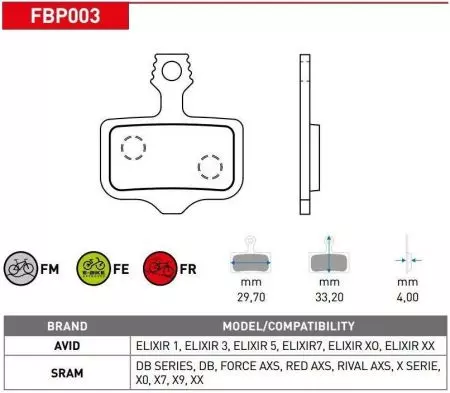 Okładziny hamulcowe rowerowe Ferodo E-bike półmetaliczne FBP003FE ELIXIR 7 AXS - FBP003FE