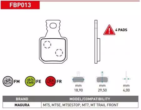 Okładziny hamulcowe rowerowe Ferodo E-bike półmetaliczne FBP013FE MT5 MT5E MT7 - FBP013FE
