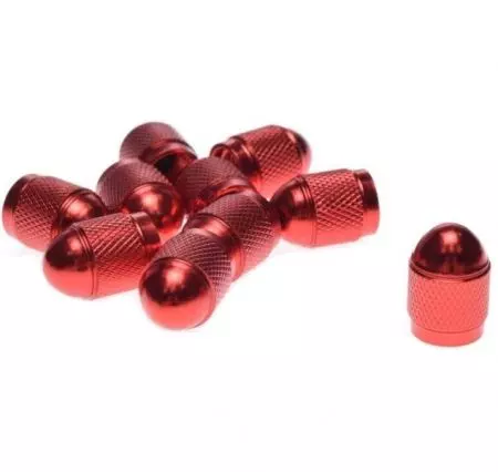 Nakrętki wentyla AV aluminiowe kapturki 10szt Czerwone - AW542171