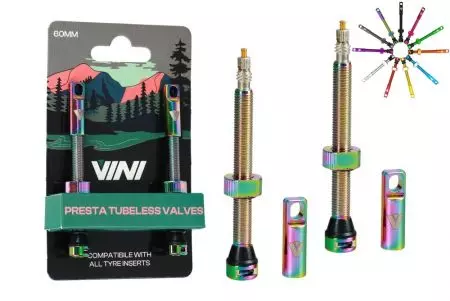 Wentyle Bezdętkowe Tubeless VINI 60mm Rainbow