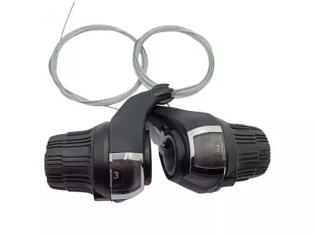 Dźwignie przerzutek Sunrun 3x7 Gripshift + linki