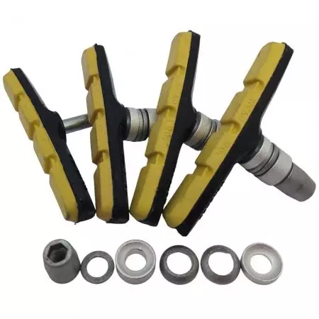 Klocki hamulcowe ALHONGA V-brake żółte komplet przód + tył - HJ-609.12T3-YELOW