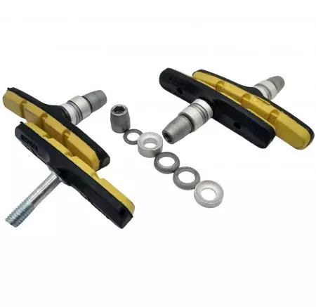 Klocki hamulcowe ALHONGA V-brake żółte komplet przód + tył - HJ-609.12T3-YELOW