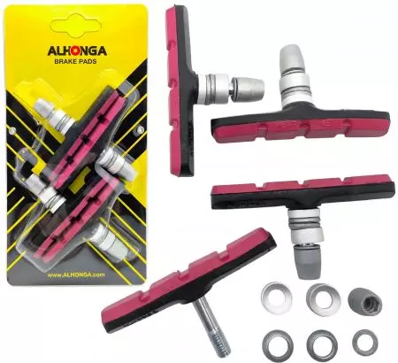 Klocki hamulcowe ALHONGA V-brake czerwone przód + tył - HJ-609.12T3-RED