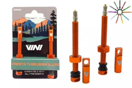 Wentyle Bezdętkowe Tubeless VINI 60mm Pomarańczowe