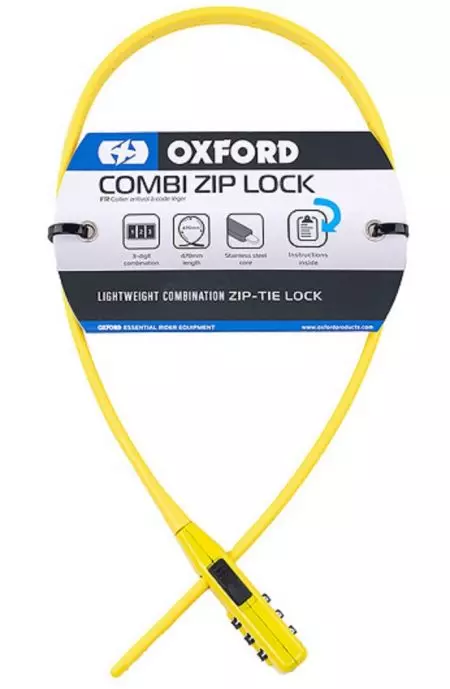 Zabezpieczenie zapięcie rowerowe OXC Combi Zip na szyfr 470mm 73g żółty - OXFLK151
