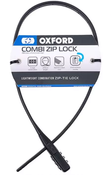 Zabezpieczenie zapięcie rowerowe OXC Combi Zip na szyfr 470mm 73g czarny - OXFLK150