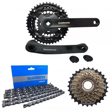 Zestaw łańcuch wolnobieg korba Shimano 7s 42/34/24 bez osłony - AFCTY301C244CL
