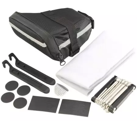 Torba rowerowa podsiodłowa łatki łyżki multitool zestaw