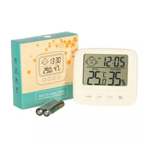 Higrometr zegar termometr pokojowy wilgotnościomierz LCD - KX4961