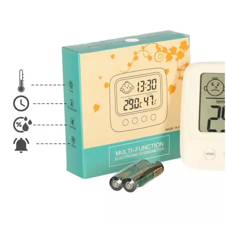 Higrometr zegar termometr pokojowy wilgotnościomierz LCD - KX4961