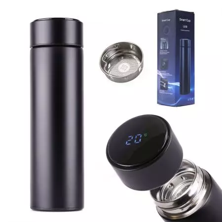 Bidon termiczny termos smart LED 500ml Czarny - KX6358