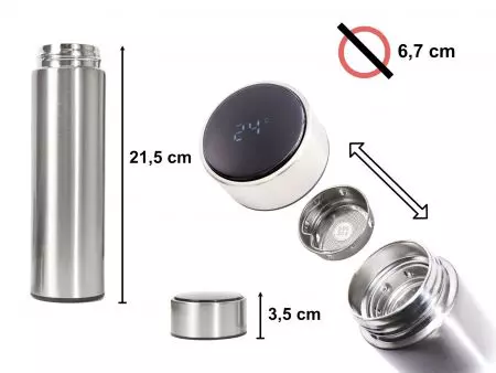 Bidon termiczny termos smart LED 500ml Srebrny - KX6358_1