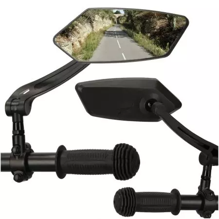 Lusterko rowerowe wsteczne podłużne na kierownicę regulowane 360 2szt - KX4159