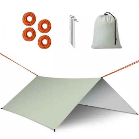 Plandeka biwakowa tarp płachta na hamak osłona przeciwdeszczowa 300cm szary - KX3960_1