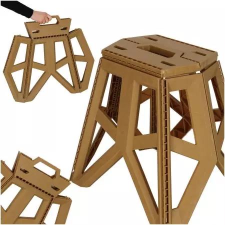 Taboret składany krzesełko kempingowe turystyczne 40 cm beżowy - KX3294_1